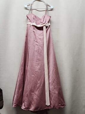 Alfred Angelo Dusty Rose Satin Formal Dress with Pink Sash